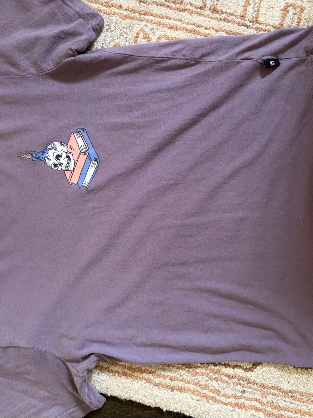 Rock & Republic Dusty Mauve Tee with Skull & Books Graphic